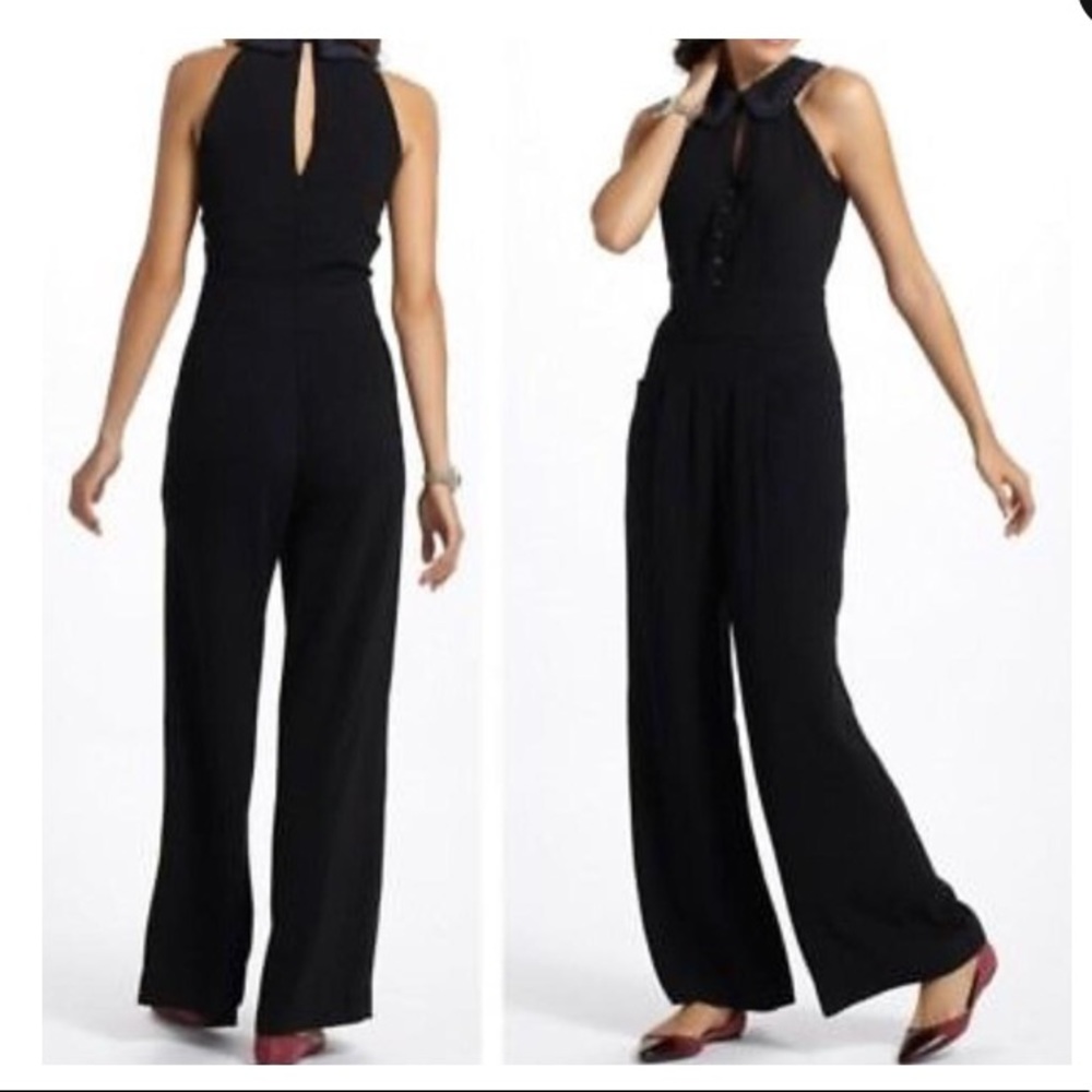 Elevenses Black Jumpsuit. Beaded collar.
